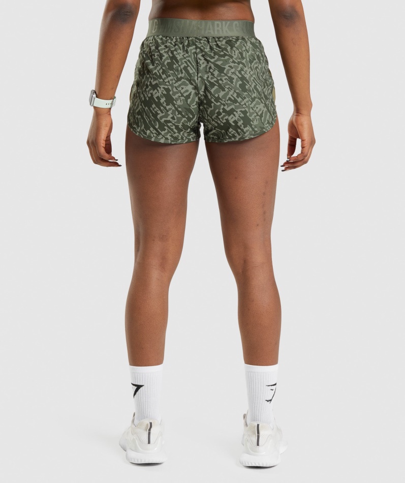Gymshark Trening Loose Fit Shorts Grønn Print