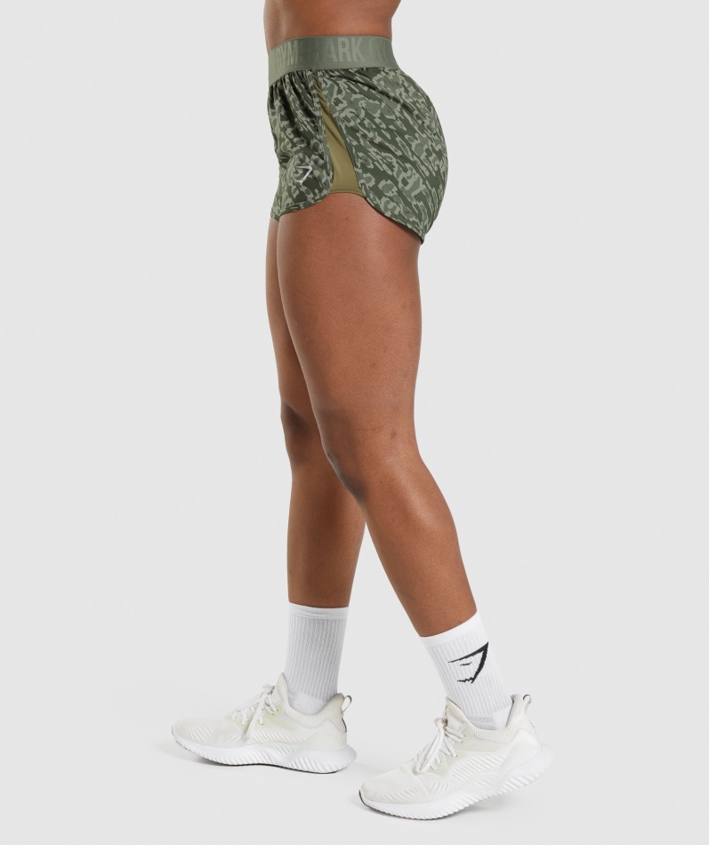 Gymshark Trening Loose Fit Shorts Grønn Print