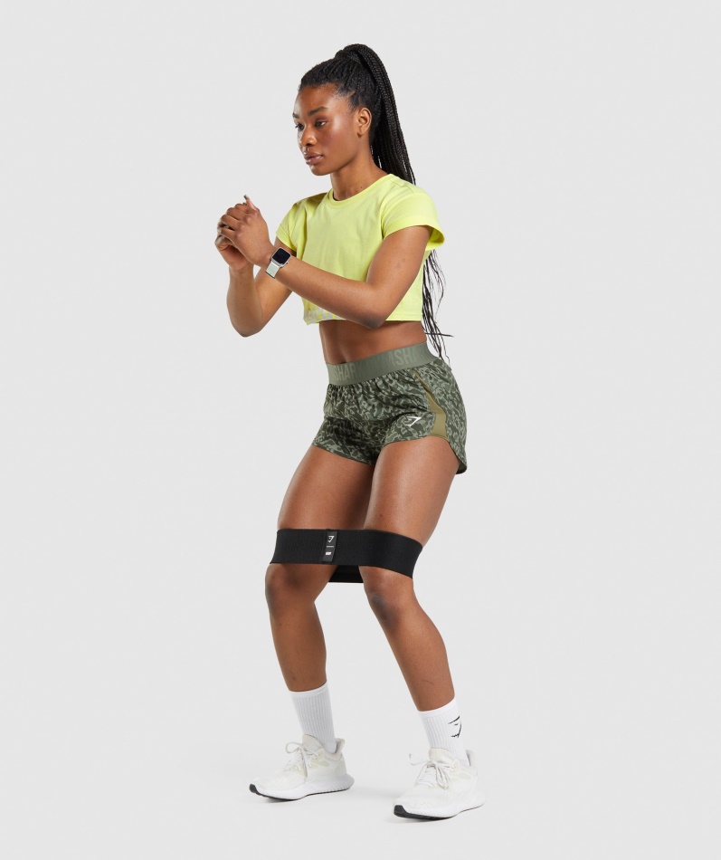 Gymshark Trening Loose Fit Shorts Grønn Print