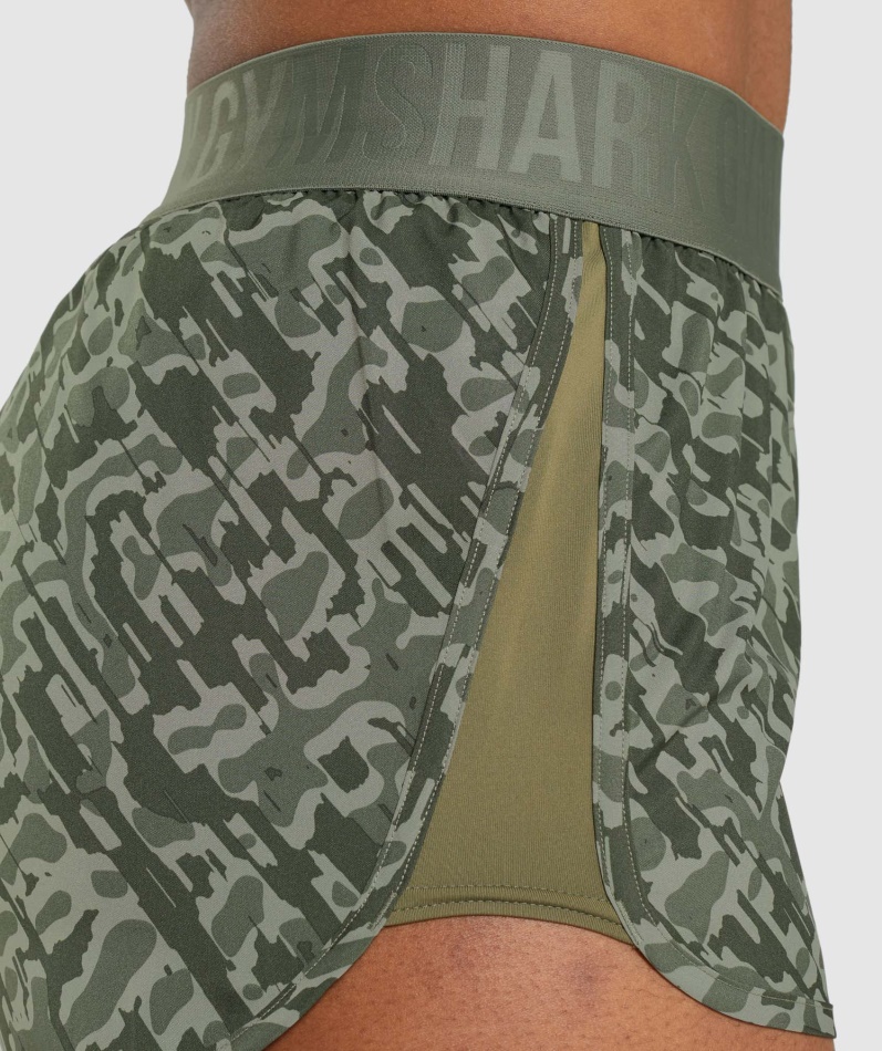 Gymshark Trening Loose Fit Shorts Grønn Print