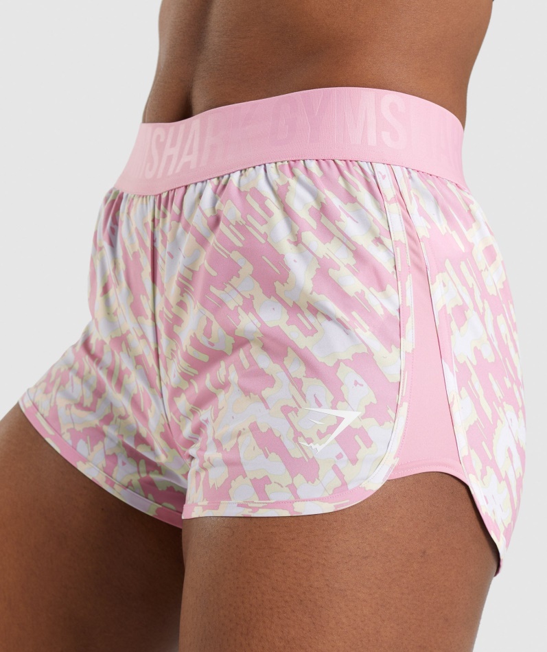 Gymshark Trening Loose Fit Shorts Rosa Print