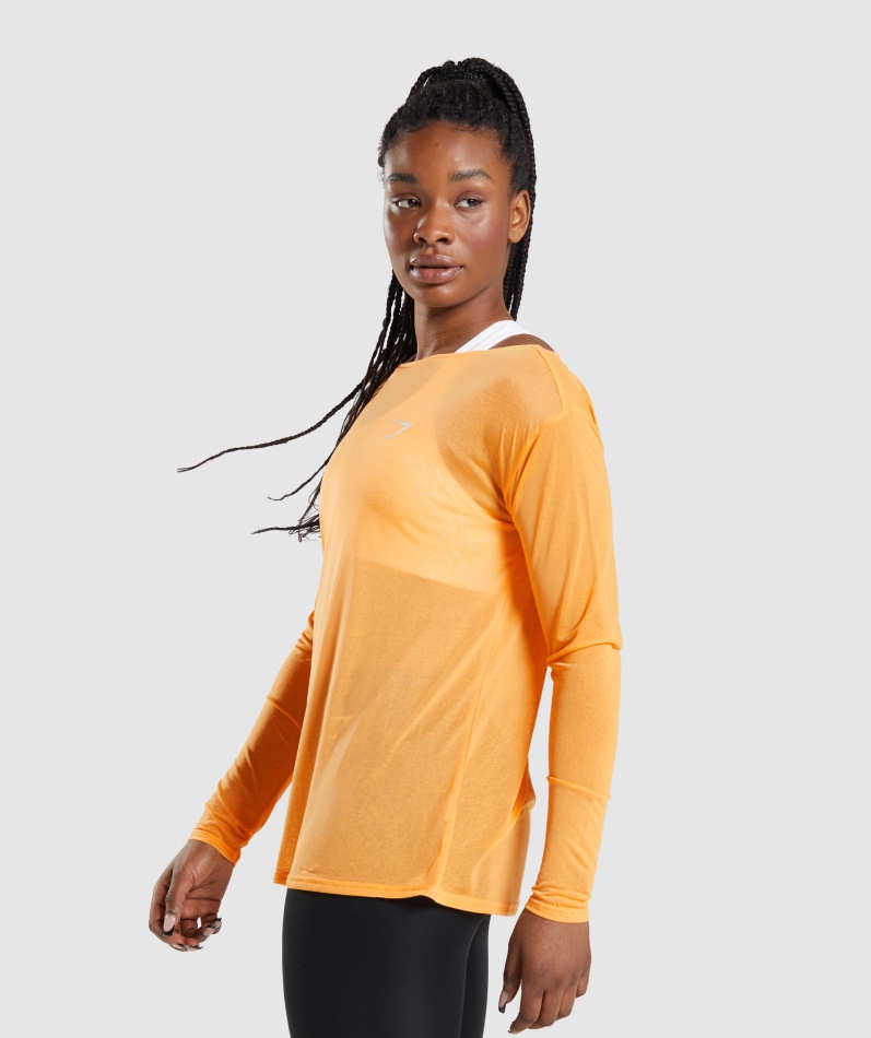 Gymshark Trening Overdimensjonert Langermet T-skjorte Aprikos Oransje