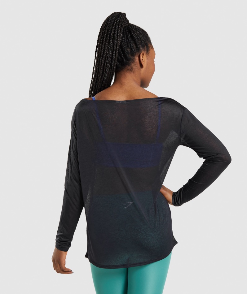 Gymshark Trening Oversized Langermet T-skjorte Svart