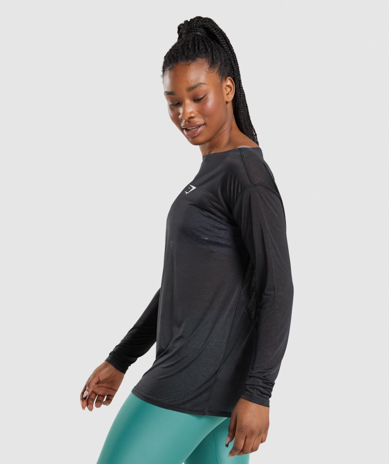 Gymshark Trening Oversized Langermet T-skjorte Svart