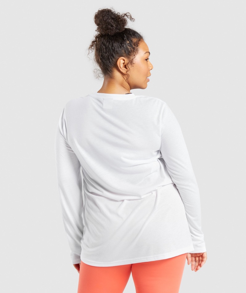Gymshark Trening Oversized Langermet T-skjorte Hvit