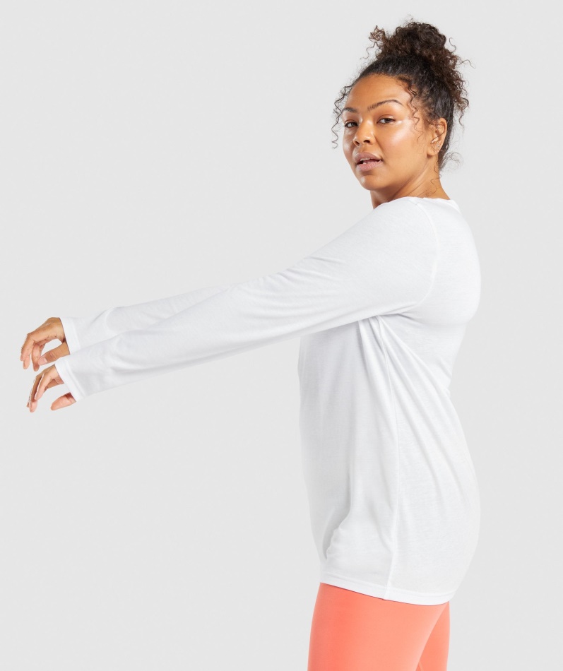 Gymshark Trening Oversized Langermet T-skjorte Hvit