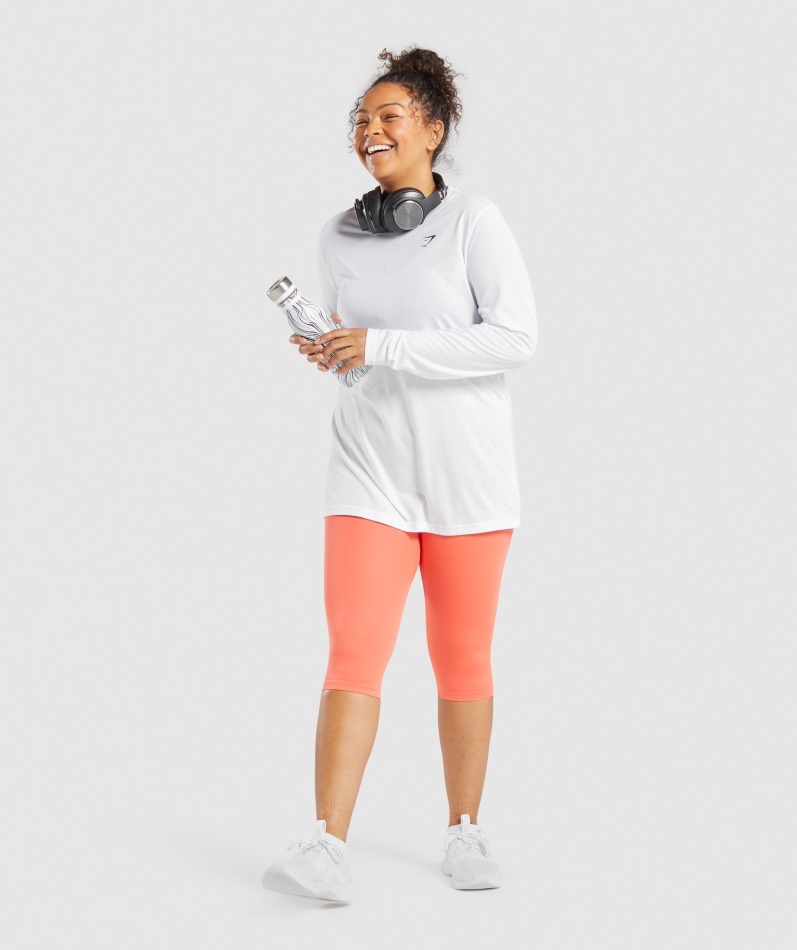 Gymshark Trening Oversized Langermet T-skjorte Hvit
