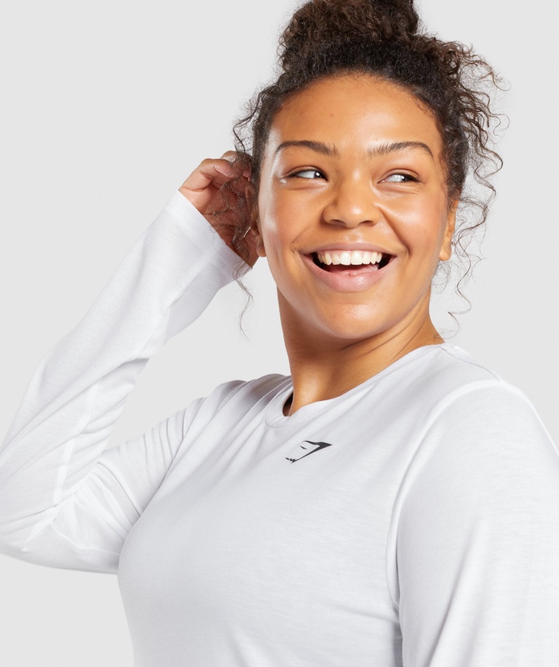 Gymshark Trening Oversized Langermet T-skjorte Hvit
