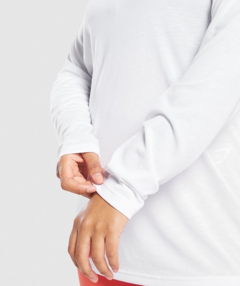 Gymshark Trening Oversized Langermet T-skjorte Hvit