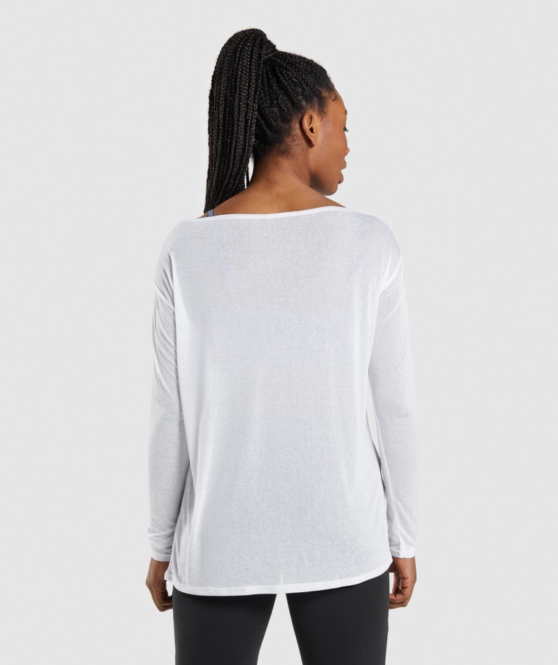 Gymshark Trening Oversized Langermet T-skjorte Kvinner Hvit