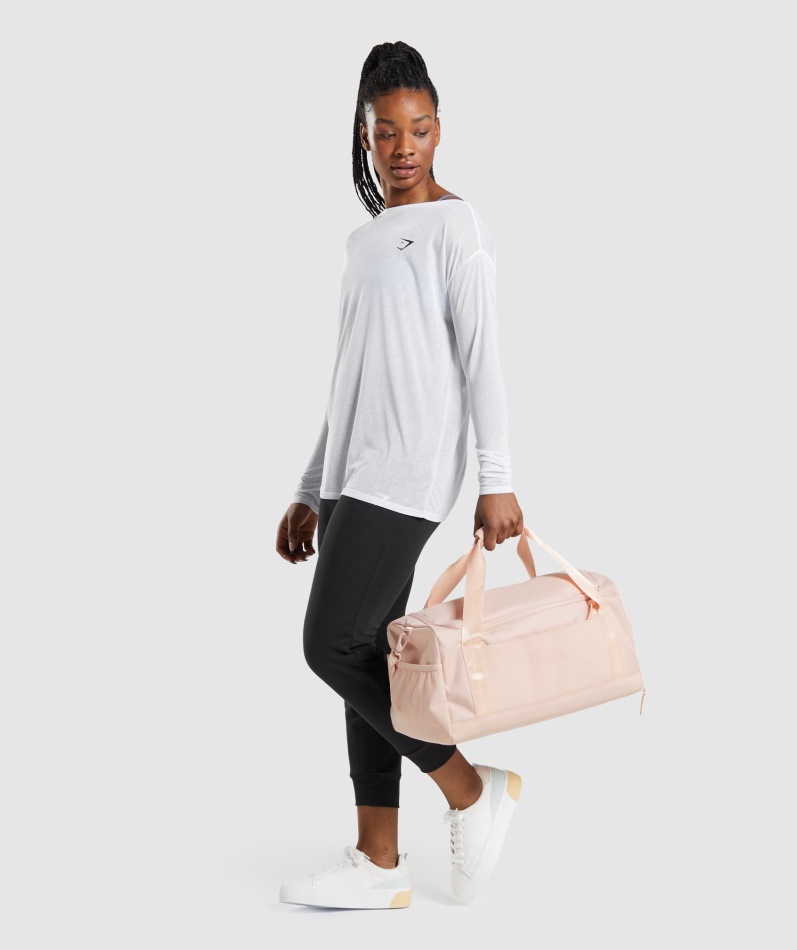 Gymshark Trening Oversized Langermet T-skjorte Kvinner Hvit