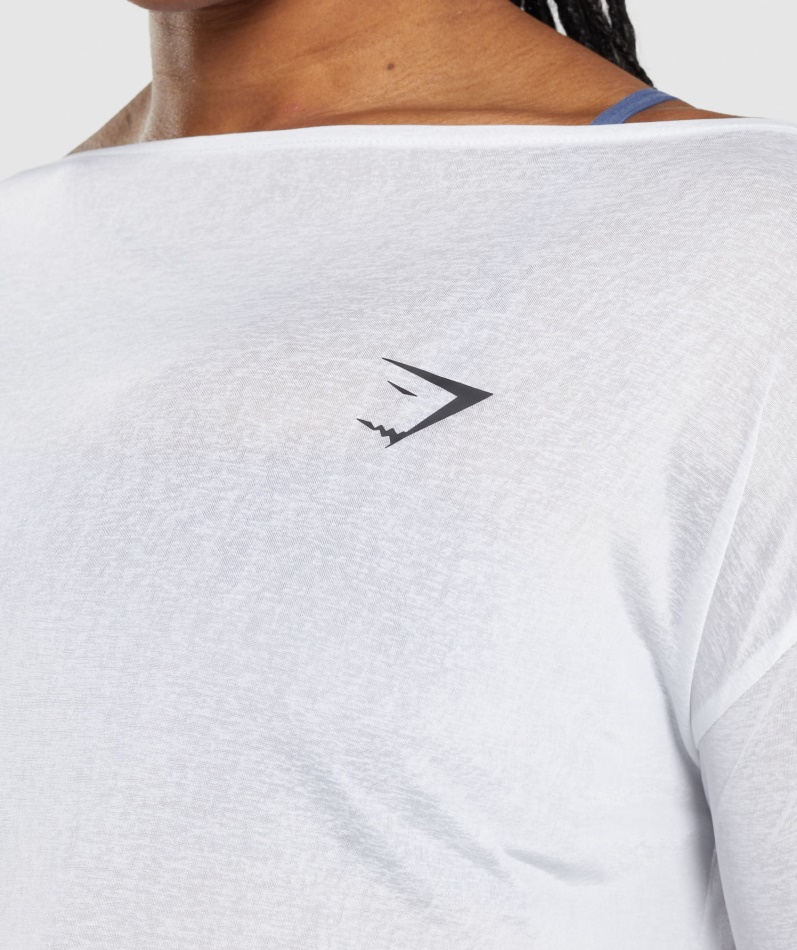Gymshark Trening Oversized Langermet T-skjorte Kvinner Hvit