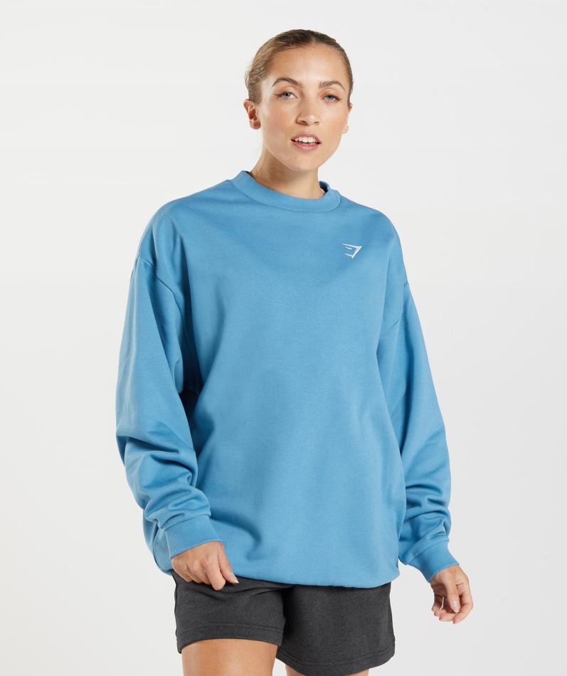 Gymshark Trening Oversized Sweatshirt Kystblå