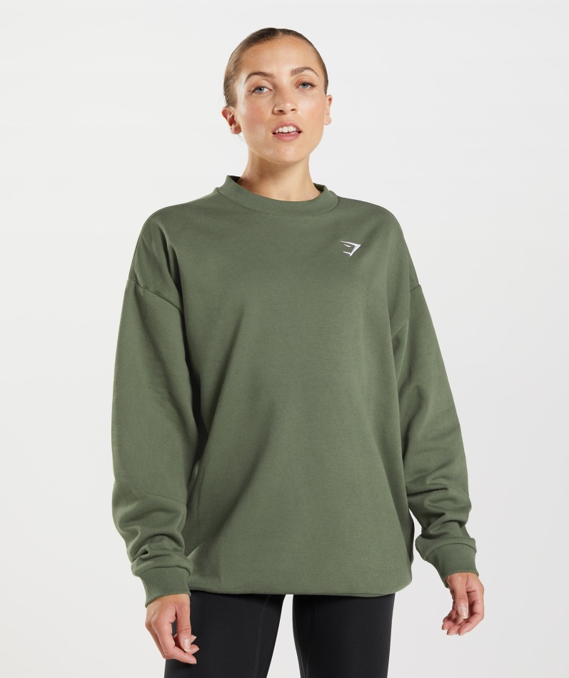 Gymshark Trening Oversized Sweatshirt Kjerne Oliven