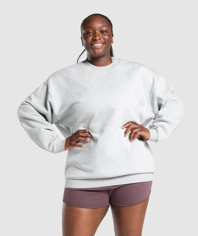 Gymshark Trening Oversized Sweatshirt Lys Grå Mergel