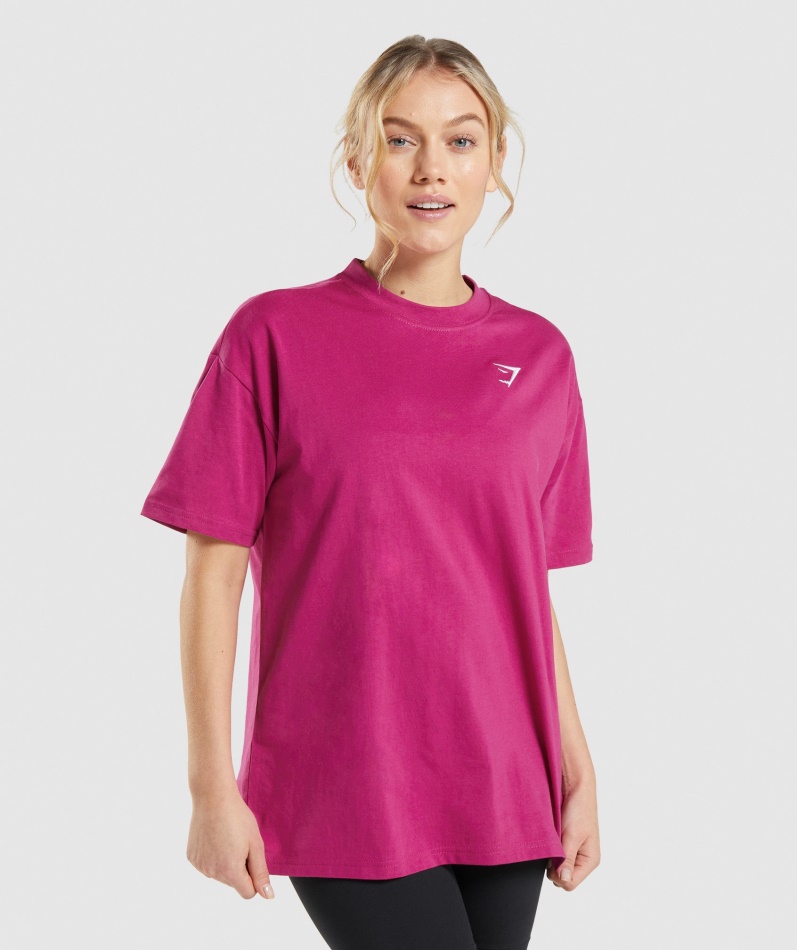 Gymshark Trening Oversized T-skjorte Dragerosa