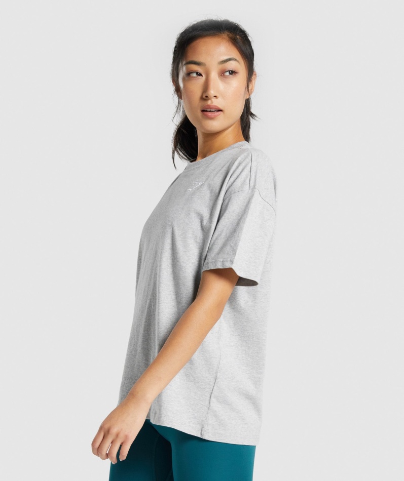 Gymshark Trening Oversized T-skjorte Lys Grå Mergel