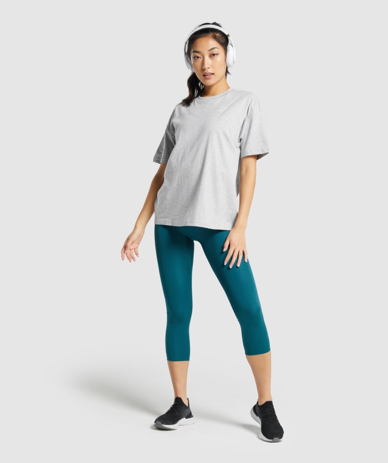 Gymshark Trening Oversized T-skjorte Lys Grå Mergel