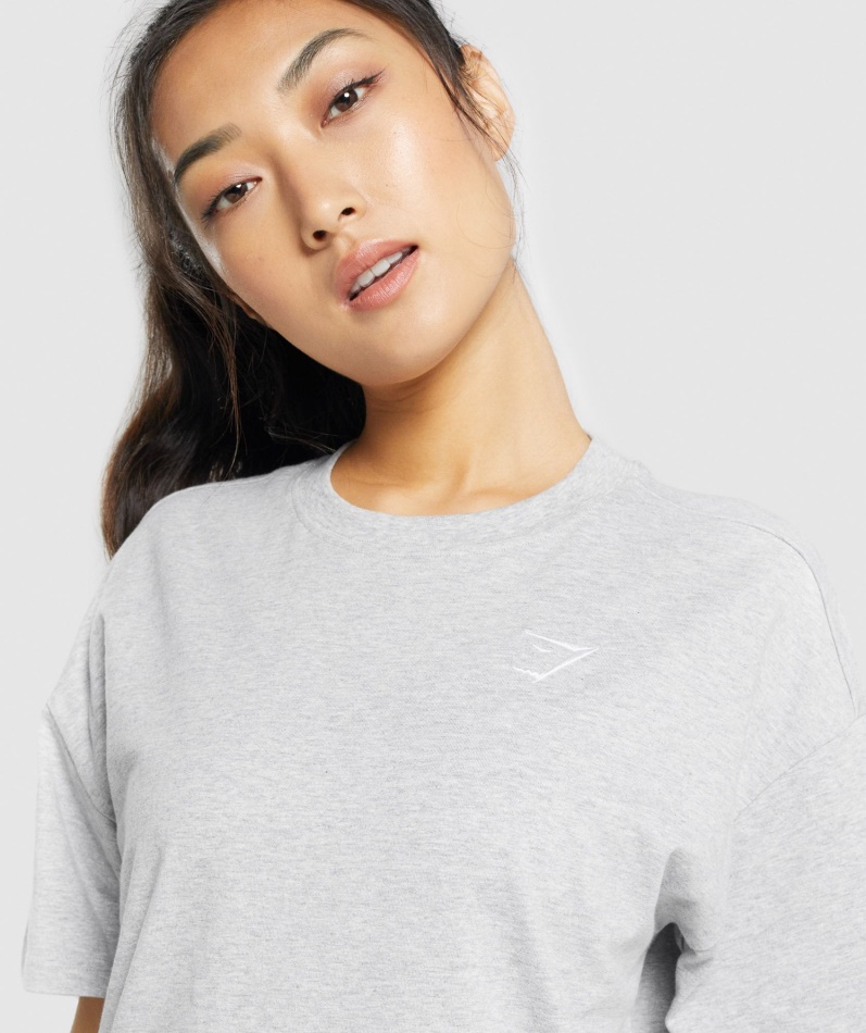 Gymshark Trening Oversized T-skjorte Lys Grå Mergel