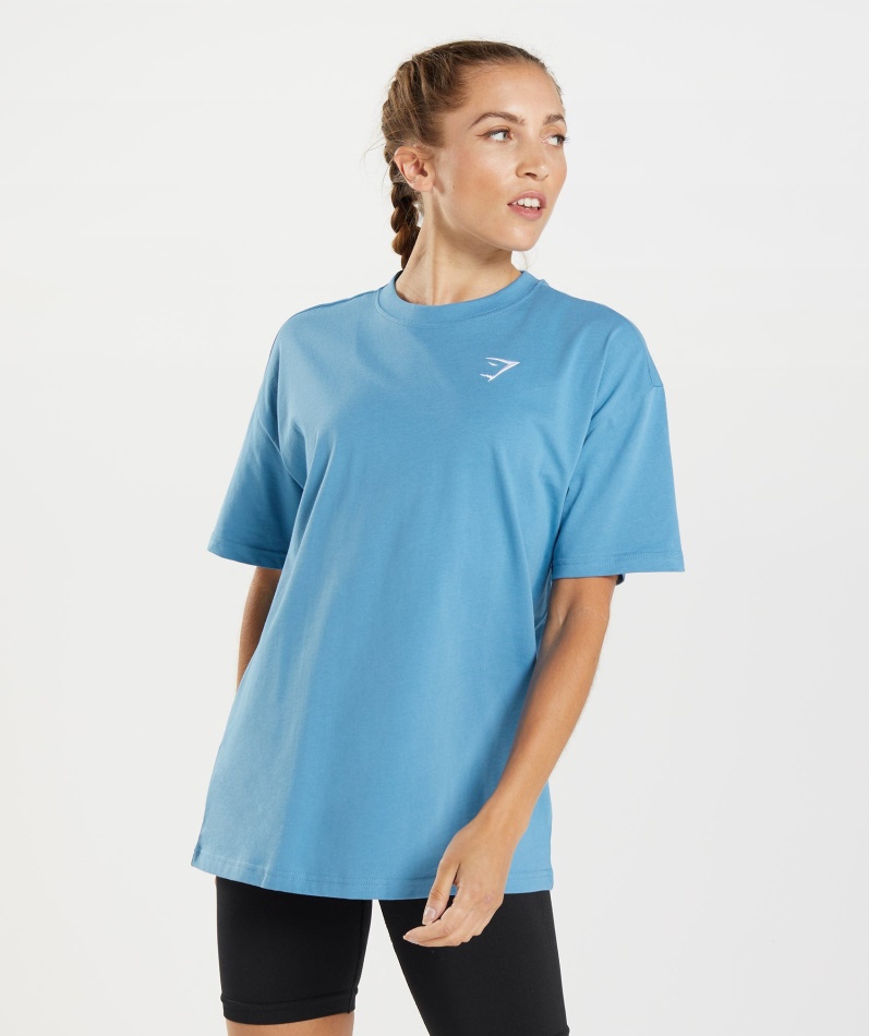 Gymshark Trening Overdimensjonert T-skjorte Kystblå