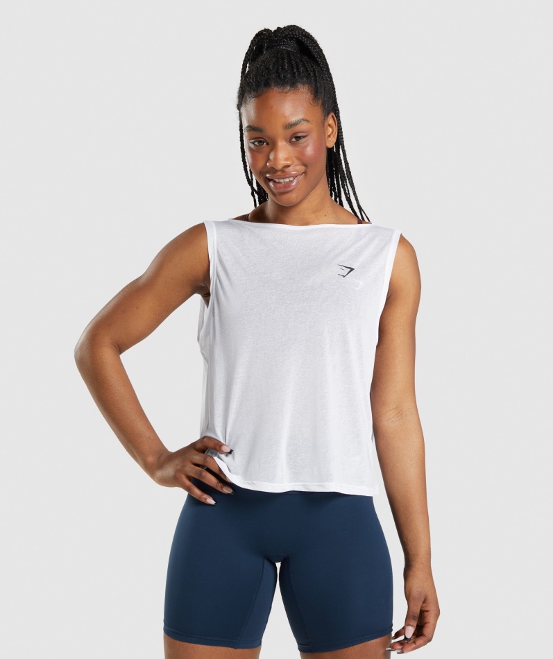 Gymshark Trening Overdimensjonert Tank Hvit