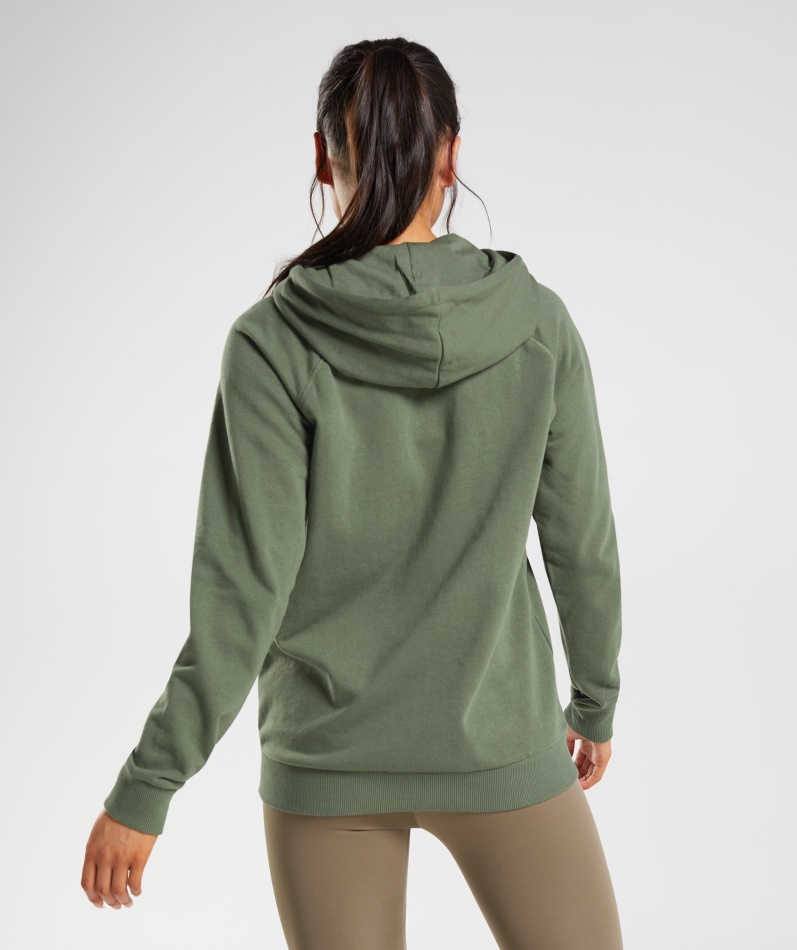 Gymshark Trening Zip Hoodie Kjerne Oliven