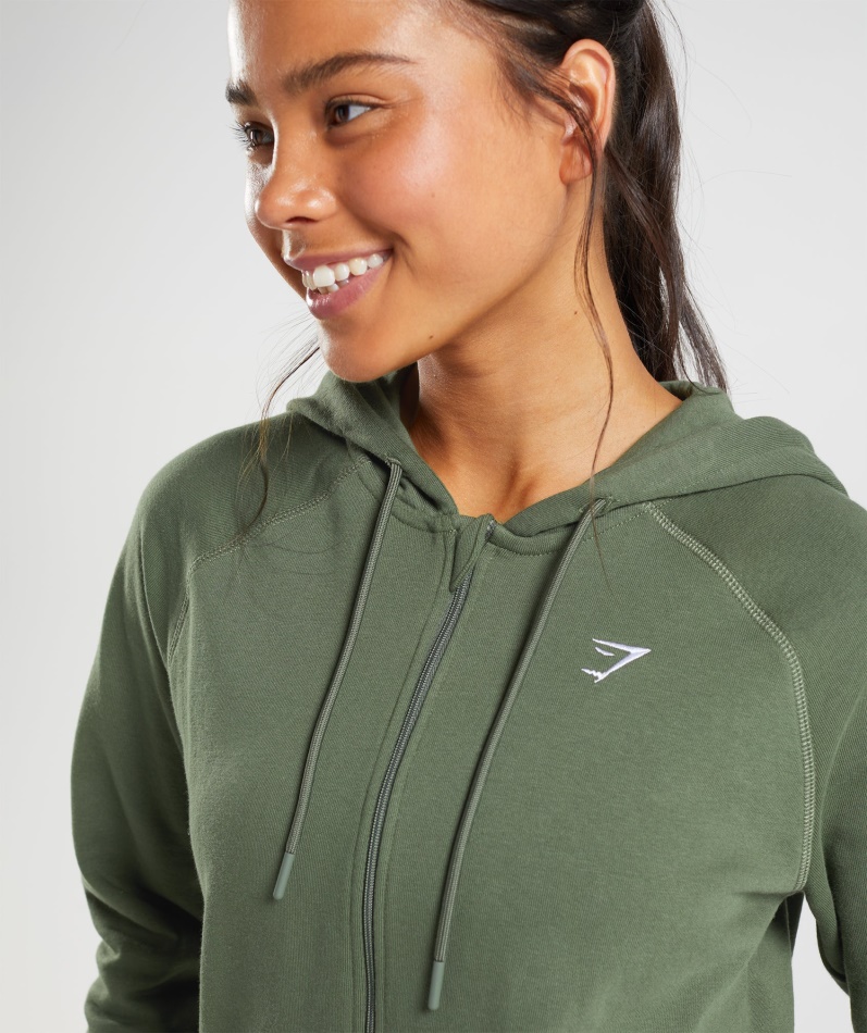 Gymshark Trening Zip Hoodie Kjerne Oliven