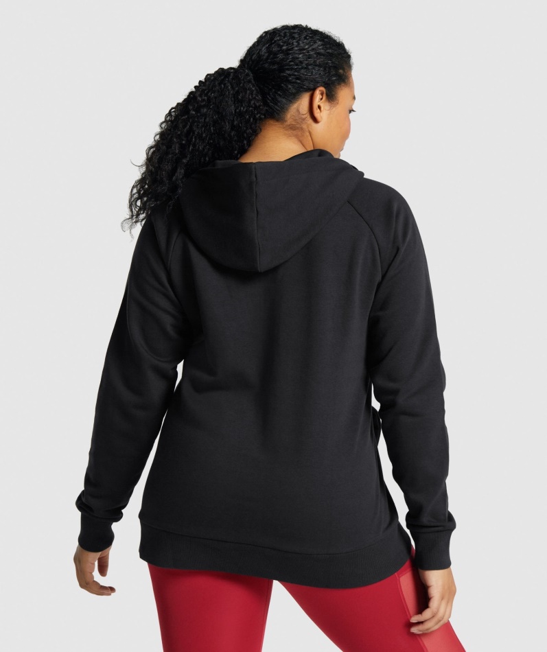 Gymshark Trening Zip Up Hettegenser Svart