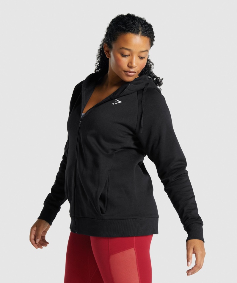 Gymshark Trening Zip Up Hettegenser Svart