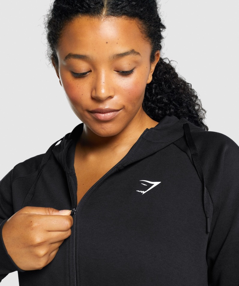 Gymshark Trening Zip Up Hettegenser Svart