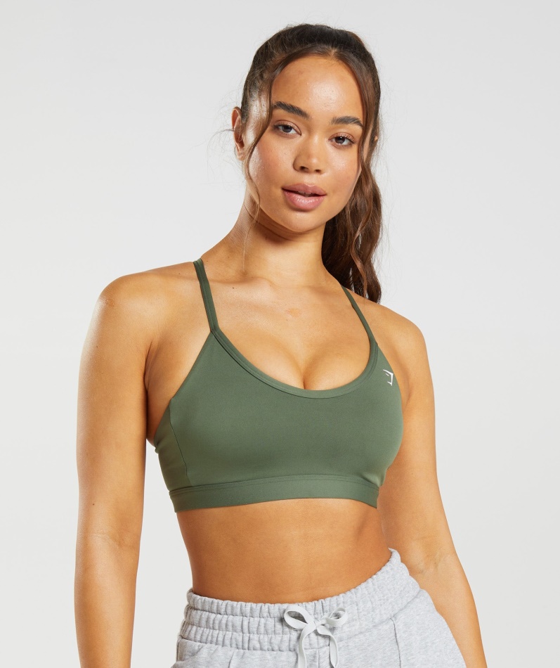 Gymshark V-hals Sports-bh Kjerne Oliven