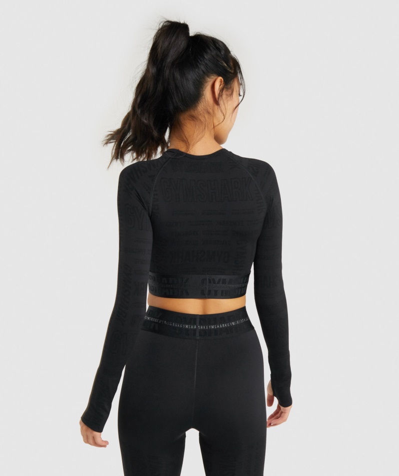 Gymshark Vision Langermet Crop Top Svart