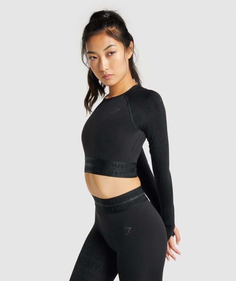 Gymshark Vision Langermet Crop Top Svart