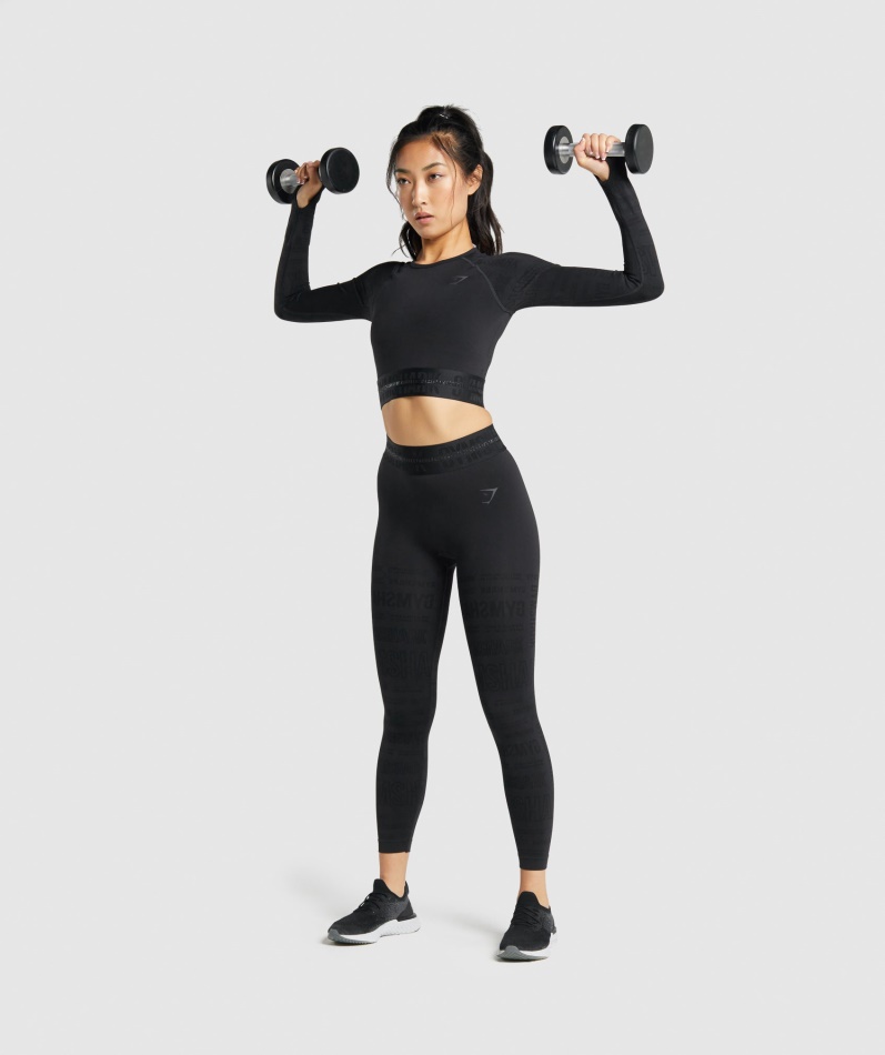 Gymshark Vision Langermet Crop Top Svart