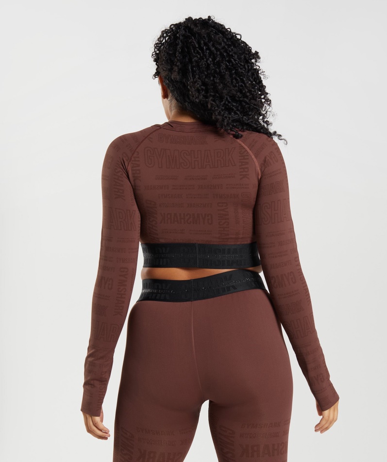 Gymshark Vision Langermet Crop Top Kirsebærbrun