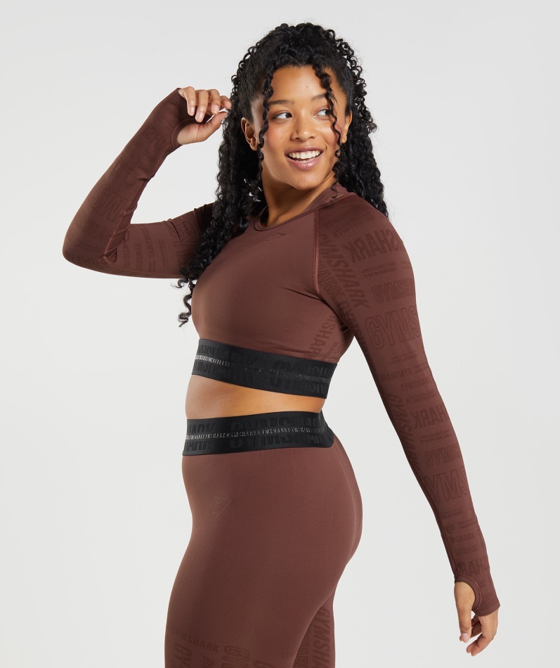Gymshark Vision Langermet Crop Top Kirsebærbrun