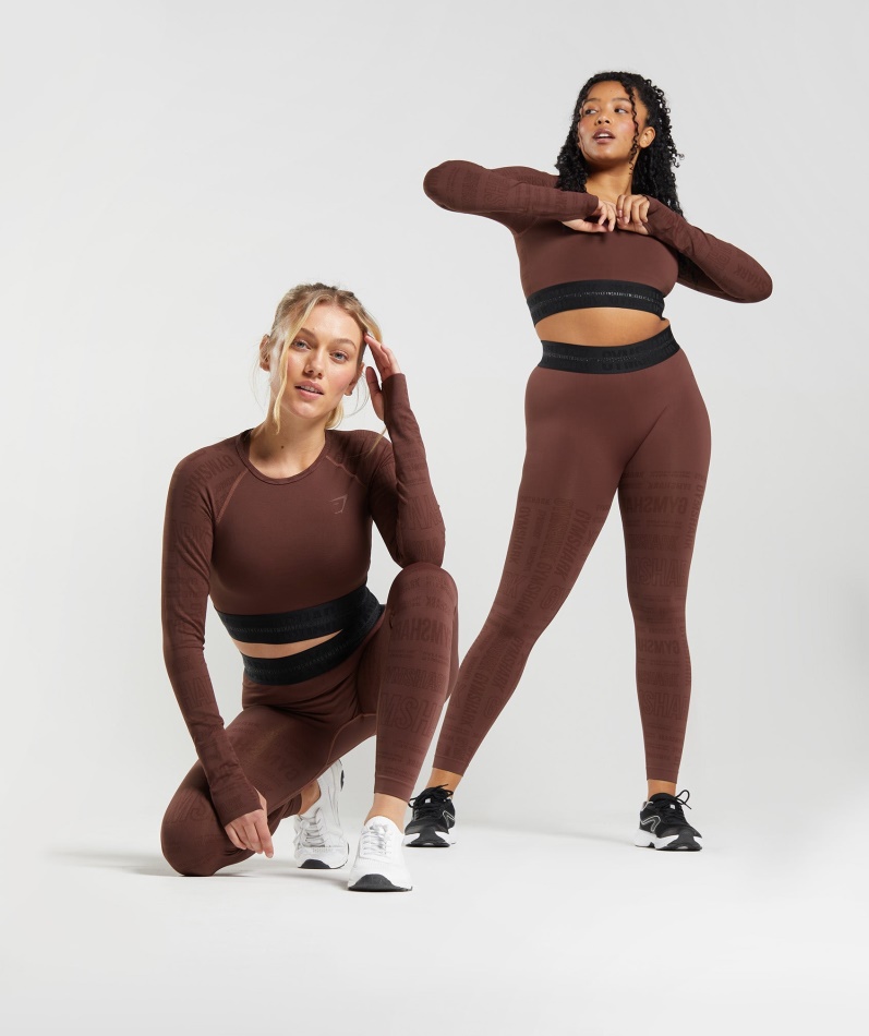 Gymshark Vision Langermet Crop Top Kirsebærbrun
