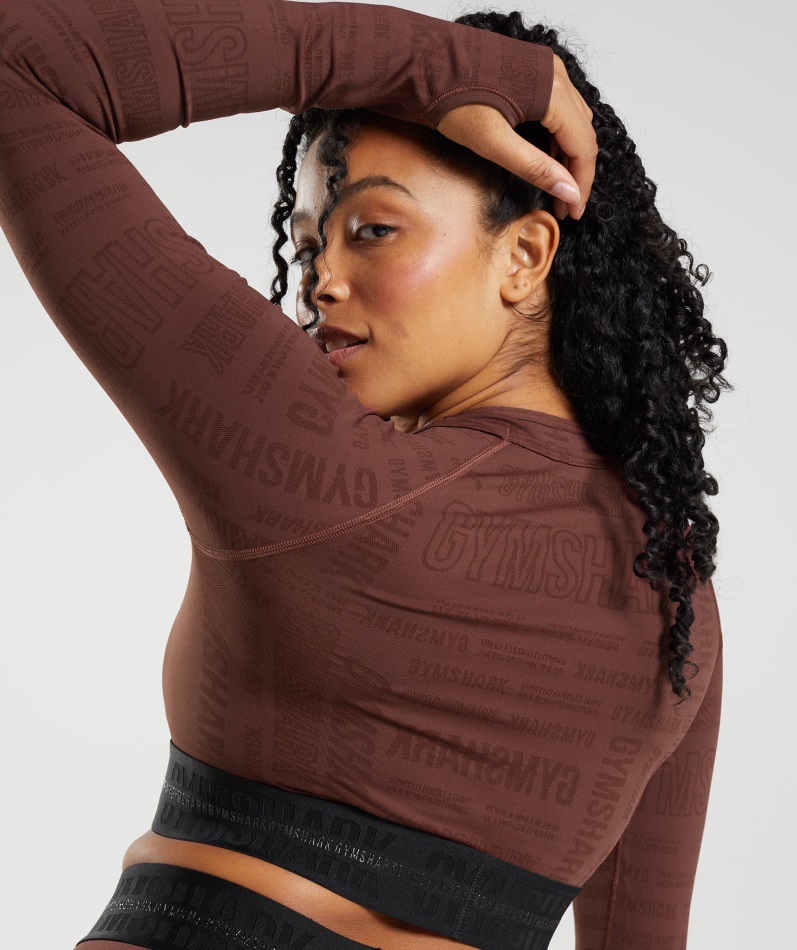 Gymshark Vision Langermet Crop Top Kirsebærbrun