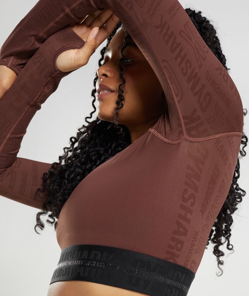 Gymshark Vision Langermet Crop Top Kirsebærbrun