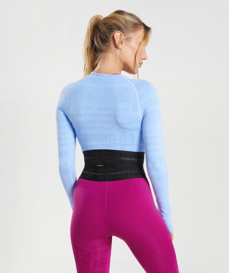 Gymshark Vision Langermet Crop Top Månesteinsblå