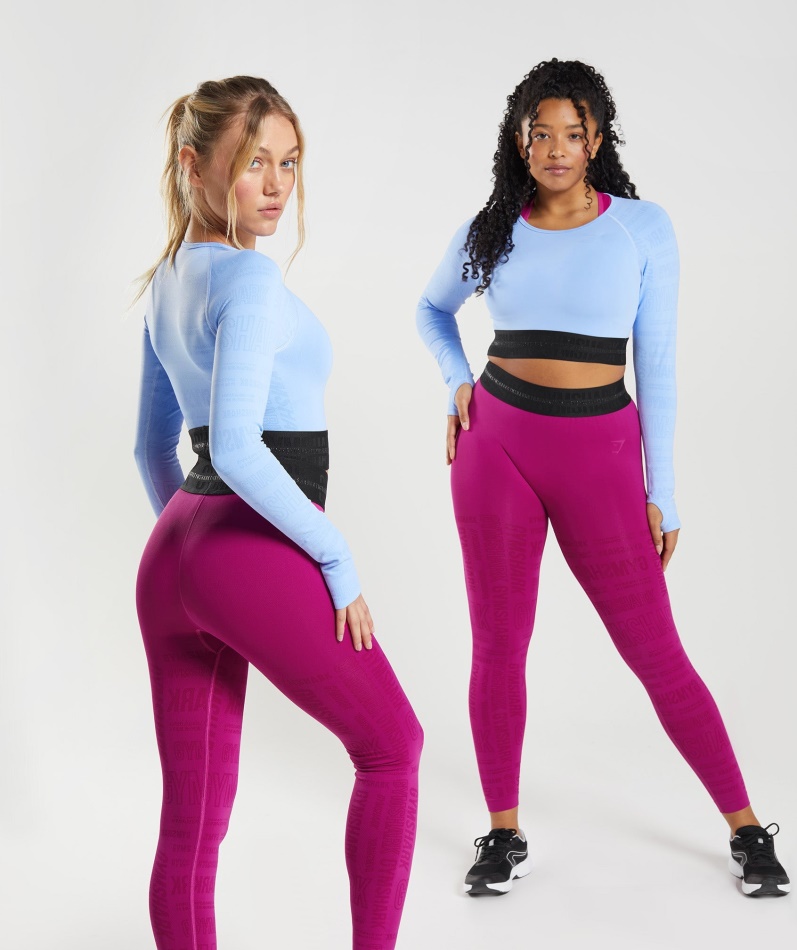 Gymshark Vision Langermet Crop Top Månesteinsblå