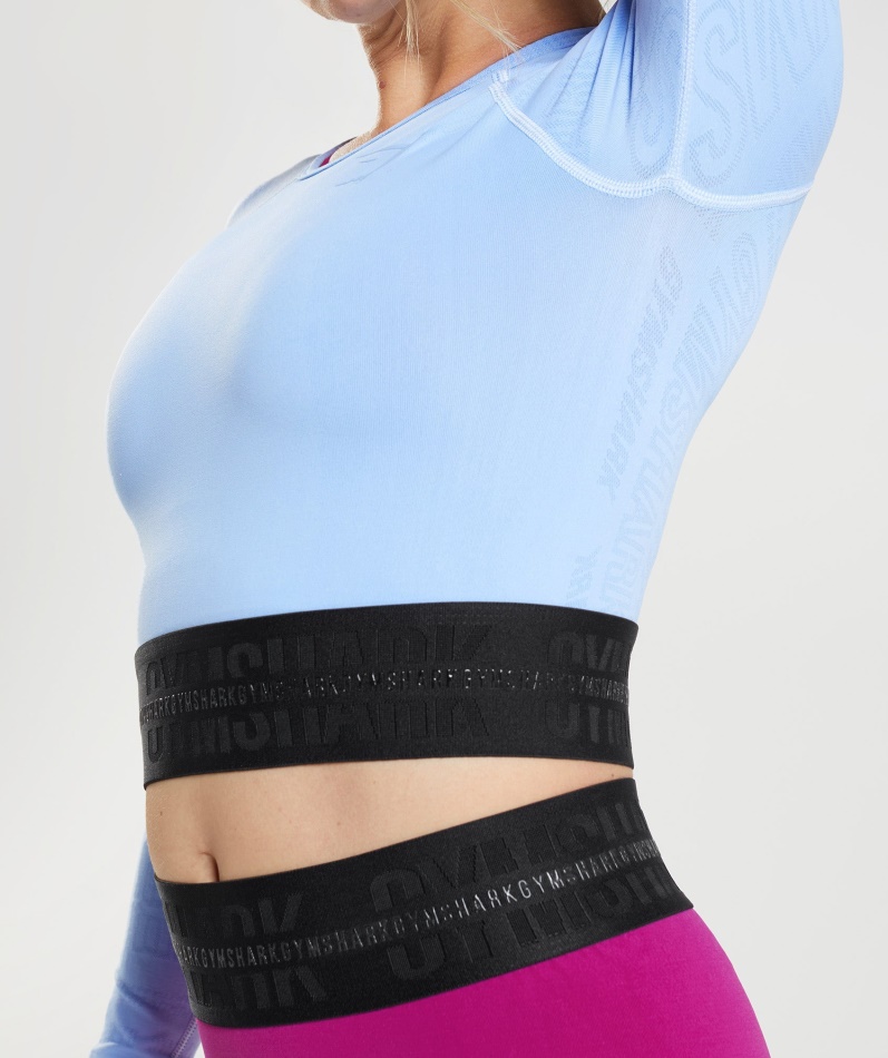 Gymshark Vision Langermet Crop Top Månesteinsblå