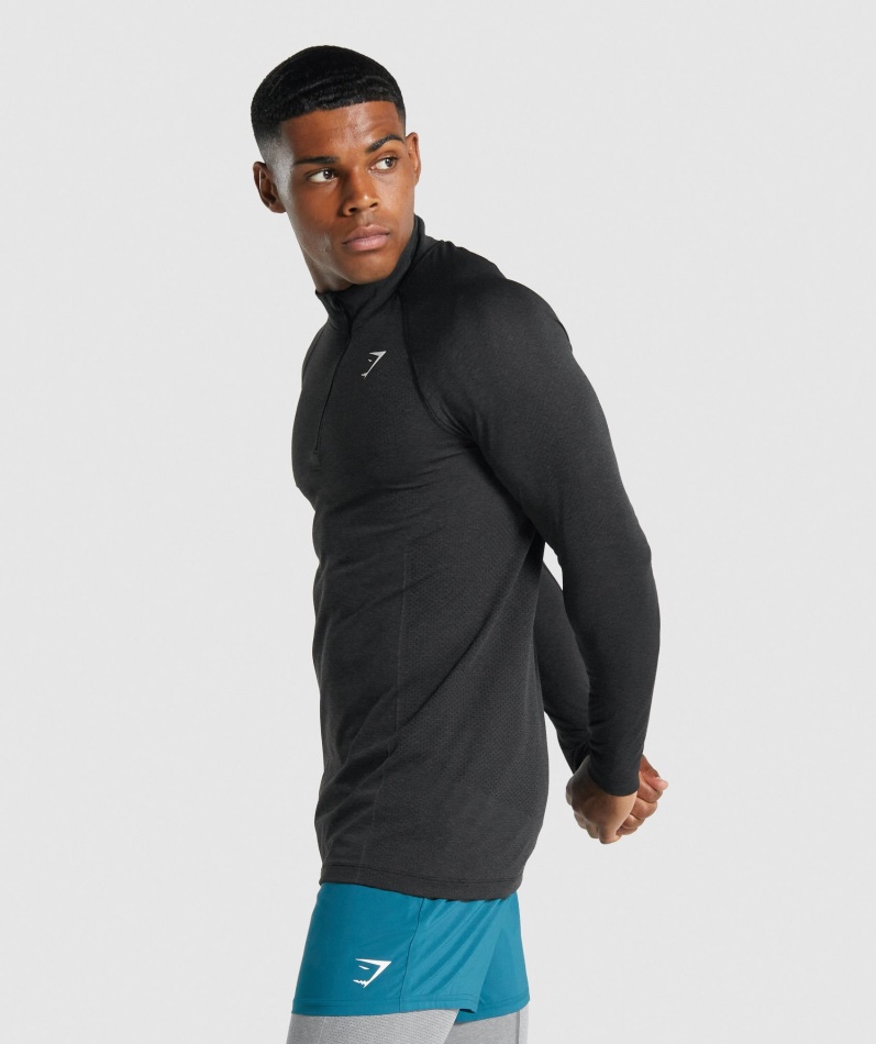 Gymshark Vital Light 1/4 Glidelås Svart Mergel