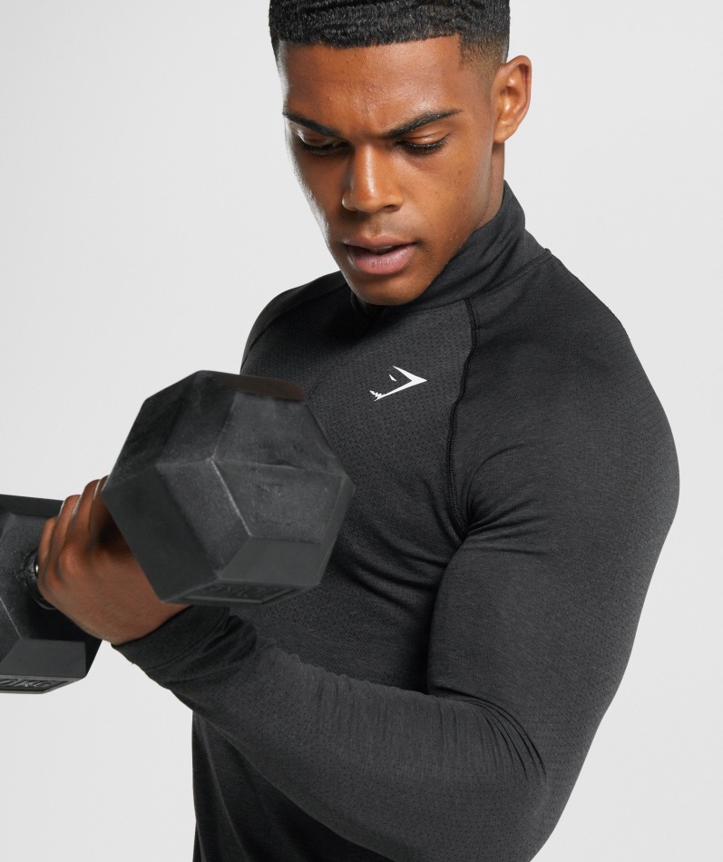 Gymshark Vital Light 1/4 Glidelås Svart Mergel