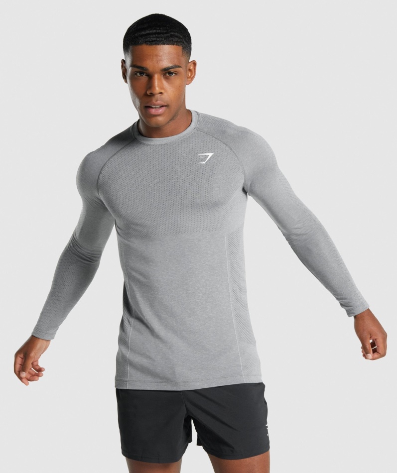 Gymshark Vital Light Sømløs Langermet T-skjorte Charcoal Merg
