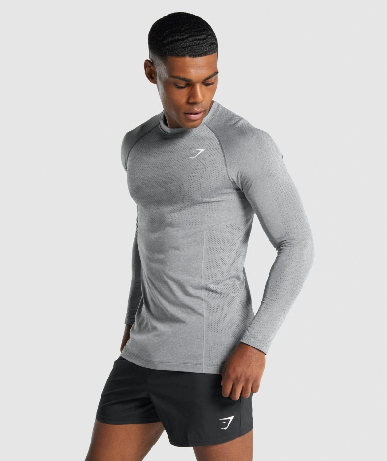 Gymshark Vital Light Sømløs Langermet T-skjorte Charcoal Merg
