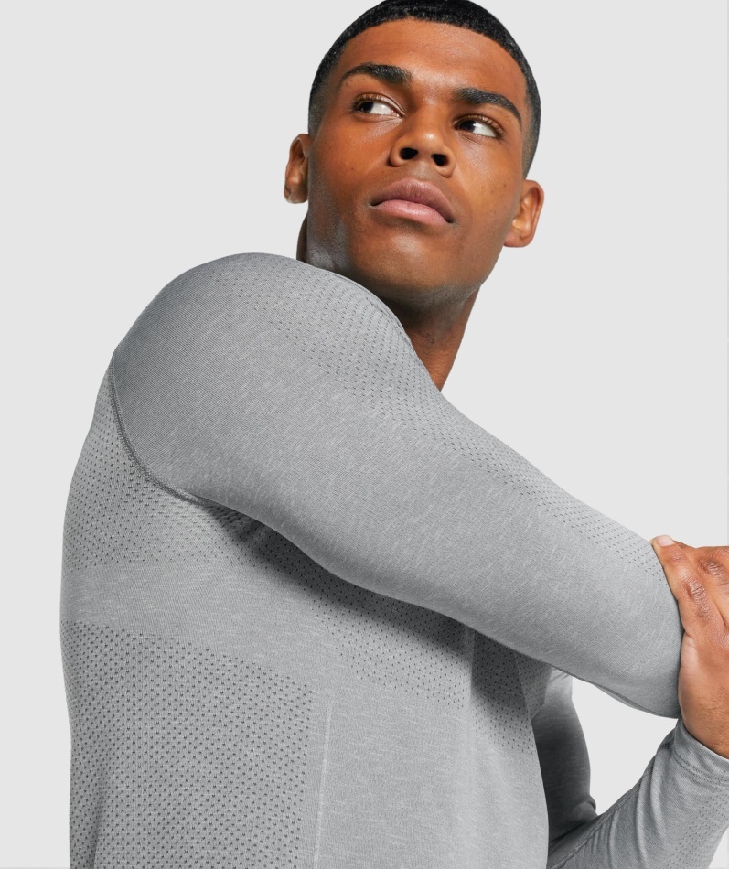 Gymshark Vital Light Sømløs Langermet T-skjorte Charcoal Merg