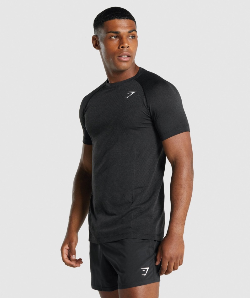 Gymshark Vital Light Sømløs T-skjorte Svart Mergel