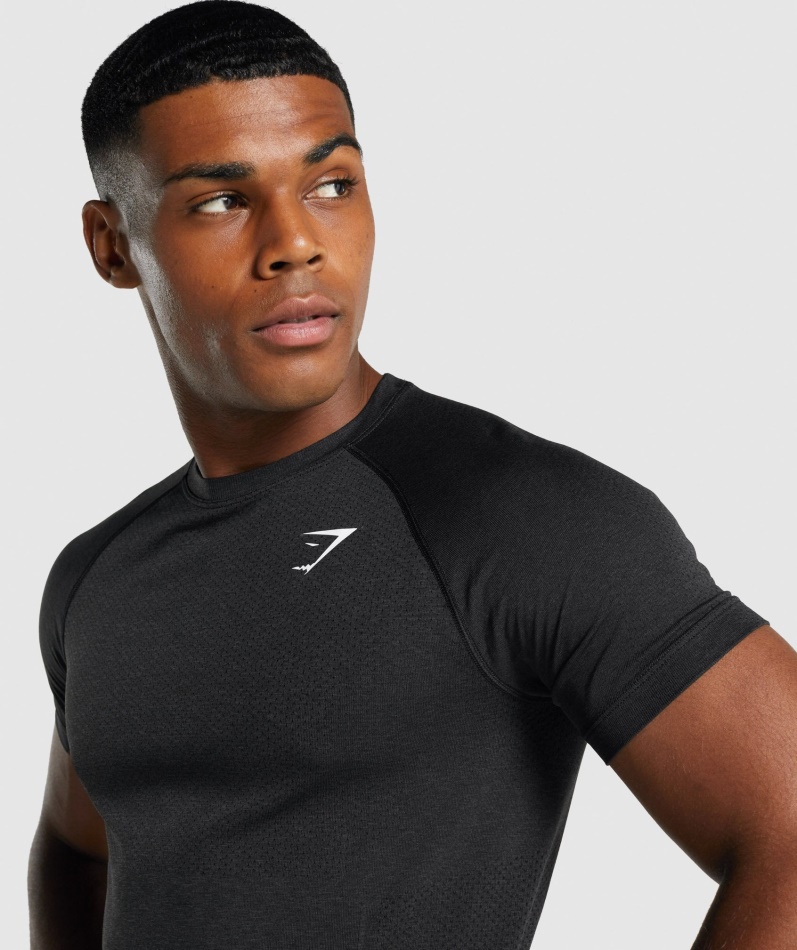 Gymshark Vital Light Sømløs T-skjorte Svart Mergel