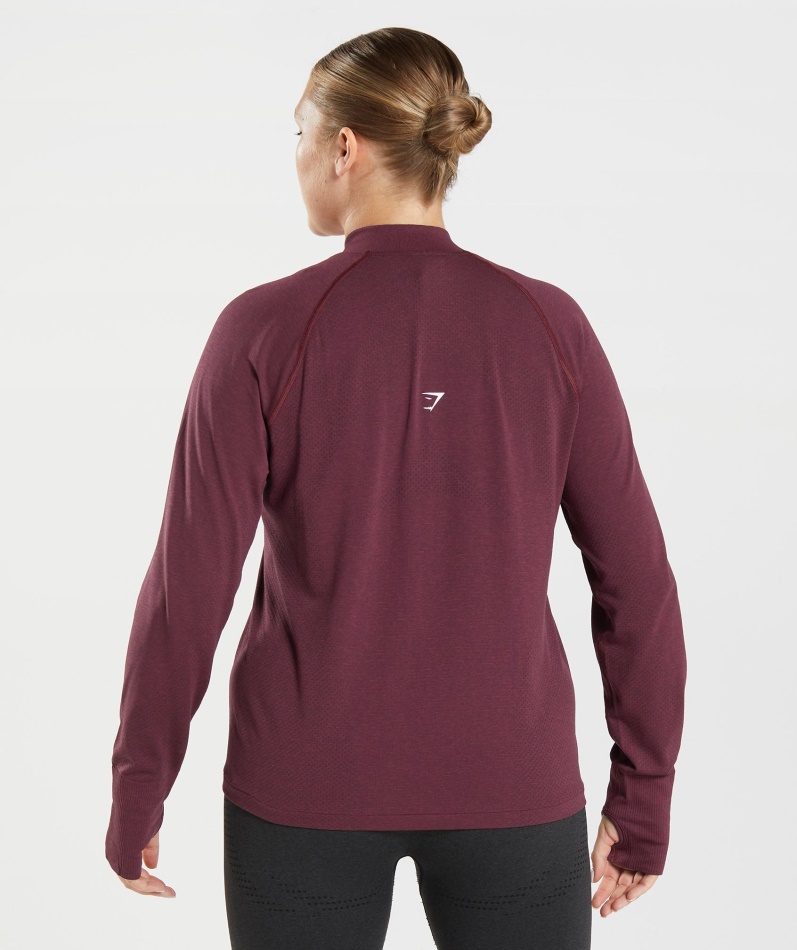 Gymshark Vital Sømløs 2.0 1/2 Genser Med Glidelås Bakt Rødbrun Mergel